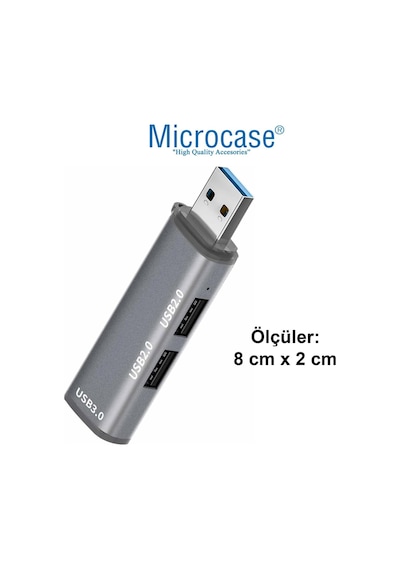 Usb 3.0 3 Port Mini Usb Çoklayıcı Hub 8 Cm Gri - Al2740