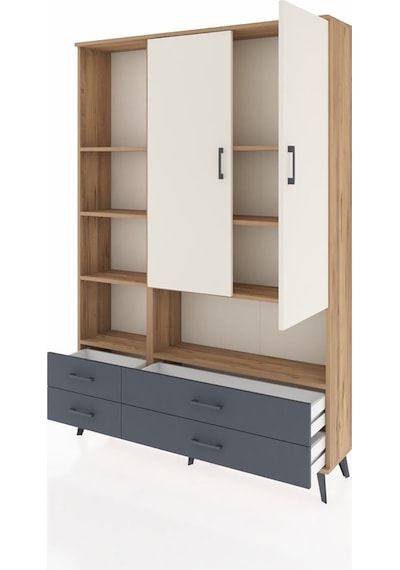 Arges Dolap 8 Raflı 4 Çekmeceli 2 Kapaklı 132x30x195 Çam-aytaşı/antrasit Aytası/antrasıt Arges Dolap 8 Raflı 4 Çekmeceli 2 Kapaklı 132x30x195 Çam-aytaşı/antrasit Aytası/antrasıt