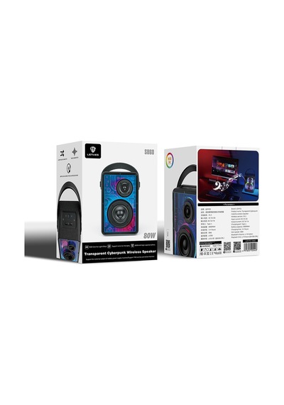 Lenyes S860 Rgb Işıklı Taşınabilir Bluetooth Speaker Hoparlör V5.3 Siyah