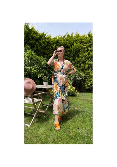 Lila Mare İpek Viskon Özel Tasarım Kaftan Elbise Çiçek, Tropik Desen Çiçek, Tropik Desen Lila Mare İpek Viskon Özel Tasarım Kaftan Elbise Çiçek, Tropik Desen Çiçek, Tropik Desen