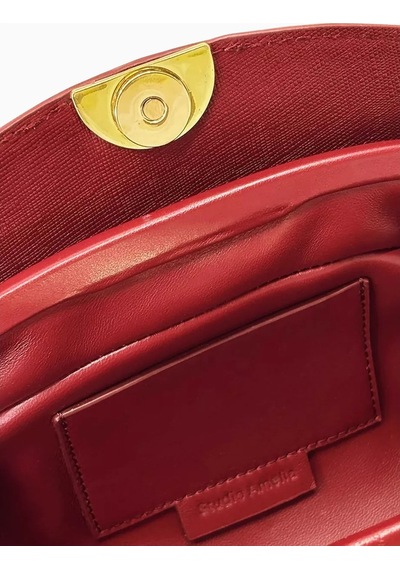 Studio Amelia Studıo Amelıa Zamora Kırmızı Saffiano Deri, Altın Detaylı Zarif Kadın Clutch Çanta