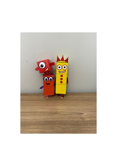 Kes Yapıştır Oyna / 1-10'a Kadar 3 Boyutlu Numberblocks Maskotları / Kalın Karton Kağıt Kendin Yap