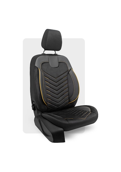 Otexo Carbon Hafif Ticari Arka 2+1 Airbag Uyumlu Ortopedik Destekli Universal Oto Koltuk Kılıfı Siyah - Sarı İp