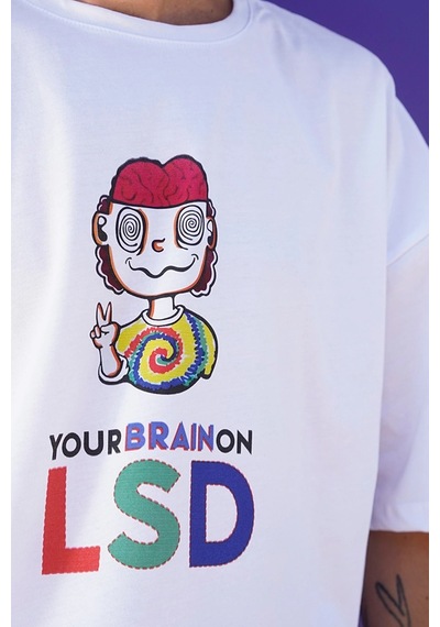 Startmore Psychedelic Lsd Oversize Tişört Beyaz