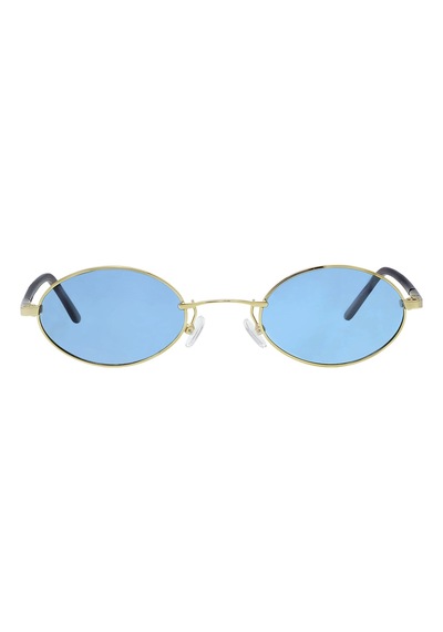 Unisex Sarı Füme Cam Polarize Oval Güneş Gözlüğü 6005 Açık Mavi