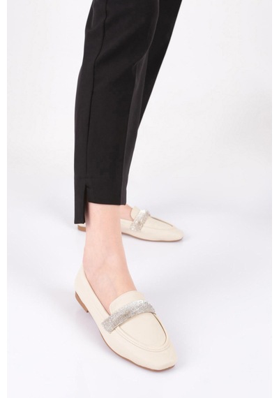 Dgn 5000 Kadin Silver Taş Tokali Loafer 5000-1423-R1806 Ten