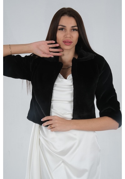 Feminist Siyah Bebe Yaka Peluş Bolero 0105134.01 Siyah