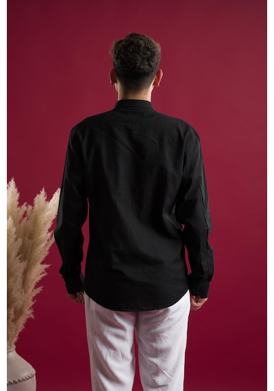 Slimfit Uzun Kol Keten Erkek Yazlık Gömlek 001