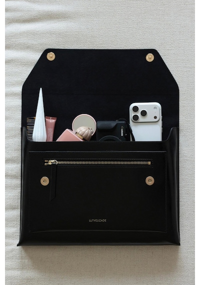 Lutvelizade Çanta 2534 Çok Gözlü Clutch Siyah Kadın Çanta