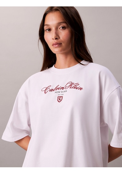 Calvin Klein Kısa Kollu Oversize Ck Ny Kadın Beyaz T-shirt Lv047e232g-yaa Beyaz