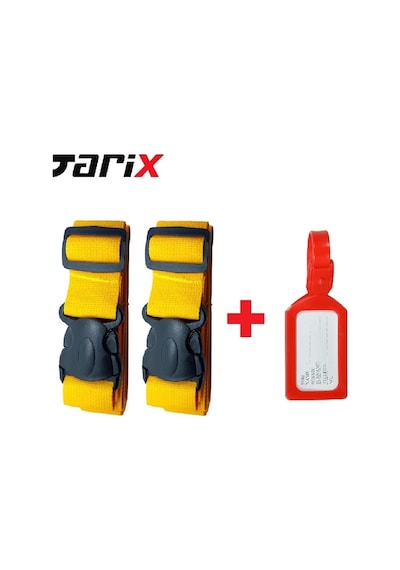 Tarix 2 Adet Sarı Valiz Kemeri + 1 Adet Kırmızı Valiz Etiketi Sarı