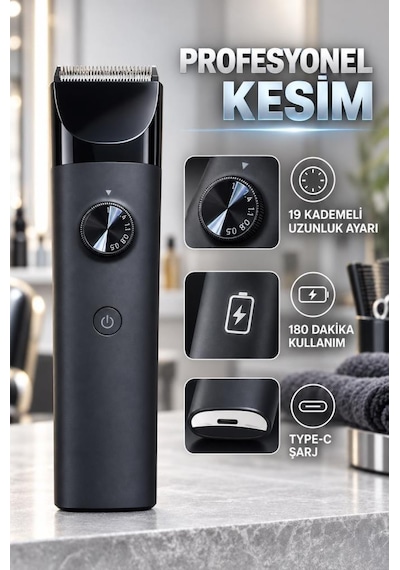 Xiaomi Saç Kesme Makinesi Titanyum Seramik Bıçaklı Şarjlı Profesyonel Saç Tıraş Makinesi Seti