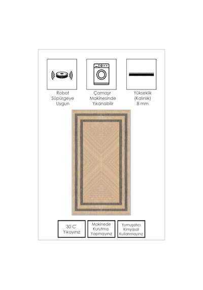 West Home Makinede Yıkanabilir Kaymaz Taban Leke Tutmaz Bej Salon Halısı Mutfak Halısı Ve Yolluk Wh 594 Beige