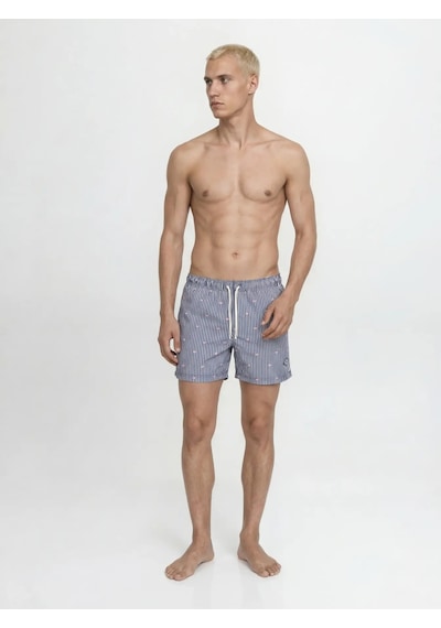 Jack & Jones Jack&jones Jpstmaui Breeze Mini Stripe Erkek Mayo Şort 12291425 Lacivert