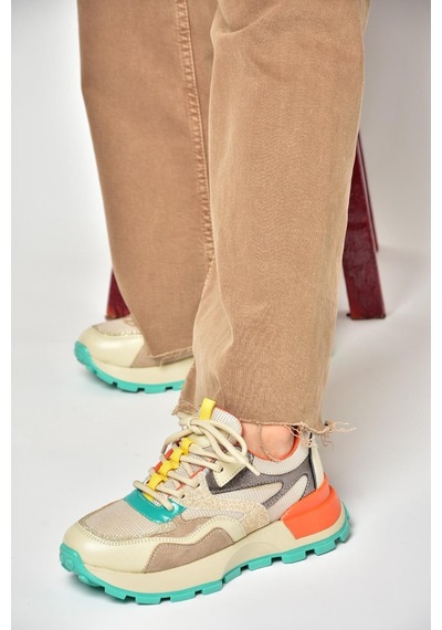 Fox Shoess312214109 Bej Kalın Tabanlı Spor Ayakkabı Sneakers Bej