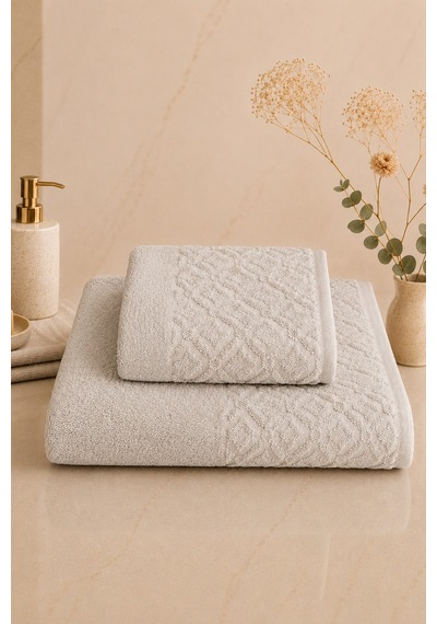Sahra 2'li Banyo Havlu Seti Havlu Banyo Havlusu I Hamam Seti I Çeyiz Havlusu 70 X 140 Cm - 50 X 90 Cm Bej