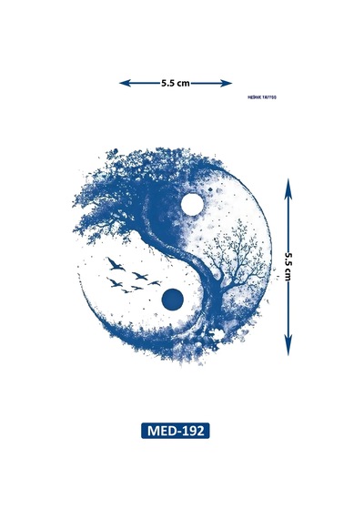 Ağaç Ying Yang Dostluğu 5 Cm Minimal Geçici Dövme Yarı Kalıcı Geçici Dövme