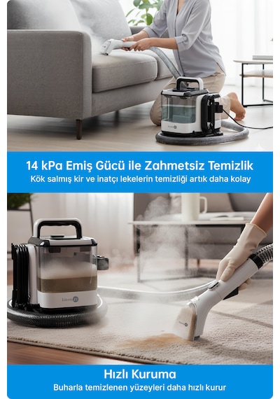 Livenzi SY-F01A Halı ve Koltuk Yıkama & Buharlı Temizlik Makinesi 2'si 1 Arada