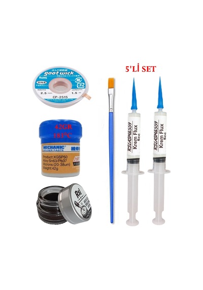 Mechanic Krem Lehim 183 C 42gr Havya Uc Temizleyici Flux Lehim Toplama Cp-2515 Lehim Emme Teli Fırça Seti02
