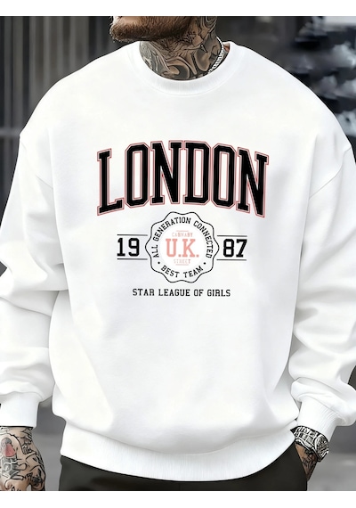 Startmore Tarzsokak Londra İngiltere 1987 En İyi Takım Sporları Baskı Erkek Kazaklar Polar Günlük Kapüşonsuz Göml Beyaz
