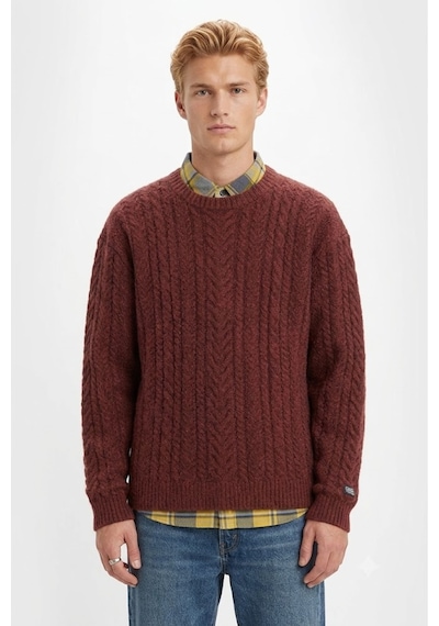 Levi's Erkek Yuvarlak Yaka Relaxed Fit Kazak Açık Bordo
