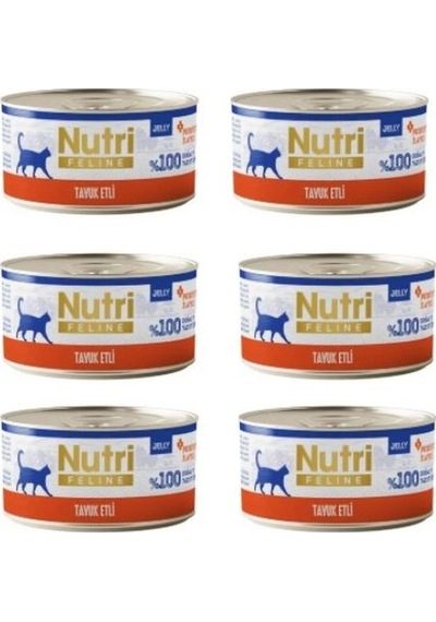 6'lı Avantaj Paketi: Nutri Feline Tahılsız Tavuklu & Jöleli Kedi Konservesi 70 Gr X 6
