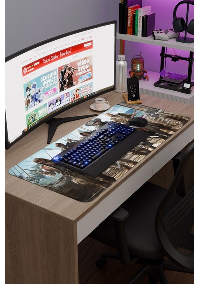 Assasin's Creed Kaymaz Dikişli Kauçuk Oyuncu Mousepad V4 - 90x40 Xxl Gaming Mouse Pad Fare Altlığı