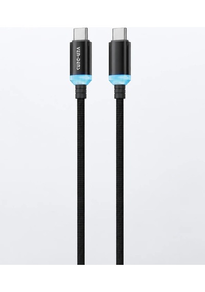Ven-dens Vd-dc04cc 60 W Pd Type-c To Type-c Hızlı Şarj Ve Veri Kablosu, 1 Metre, Naylon Örgü, Siyah