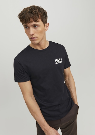 Jack & Jones Bisiklet Yaka Logo Baskili Tisört 12151955 Siyah