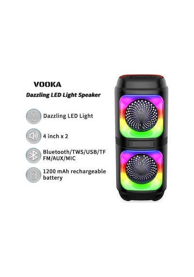 Lipon Işıklı Bluetooth Hoparlör Ses Bombası Mikrofonlu Karaoke Yüksek Ses Yeni Rgb 10watt