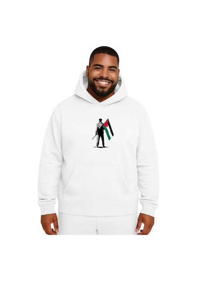 Benroma Özgür Filistin Baskılı Büyük Beden Unisex Sweatshırt Beyaz