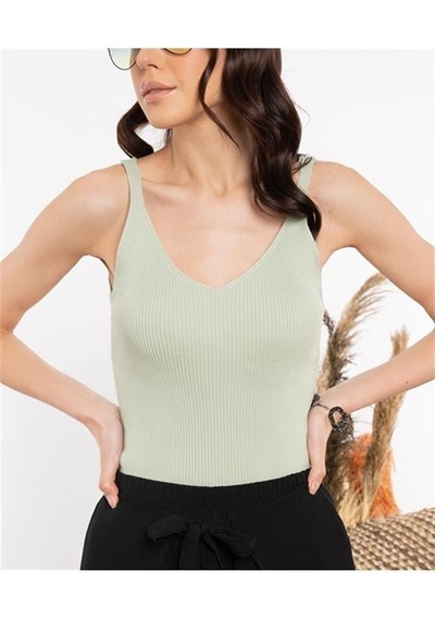 Aqe Fashion Ip Askılı Yeşil Bluz Yeşil