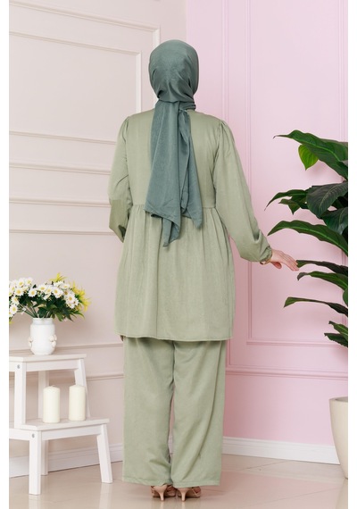 Sevitli Önü Bağlamalı Pantolonlu Takım-mint Yeşili-4767