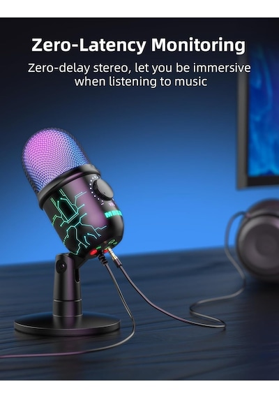 Oyun Mikrofonu, Pc, Mac, Ps4/5 İçin Usb Bilgisayar Mikrofonu, Stüdyo Kaydı İçin Kondenser Podcast Mikrofon, Youtube,