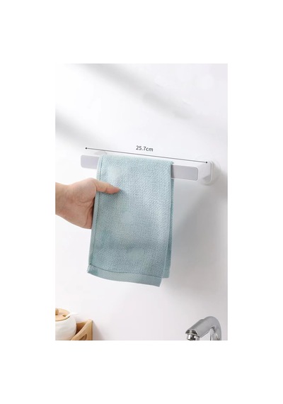 2li Kendinden Yapışkanlı, Dekoratif, Şık, Güçlü Havlu Askısı 25,7cm Ve 46,3cm Gri&beyaz Gri