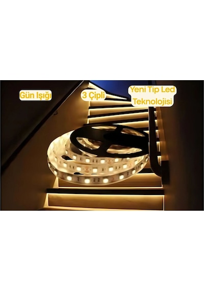 Led Home Iç Mekan Şerit Led 5 Metre Rulo Gün Işığı Sadece Şerit Led Sarı