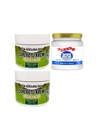 Süper Çörek Otu Kremi Vücut Sızlarına 2x 100 Ml - Snow Kitten Menthol Balm 50 Ml