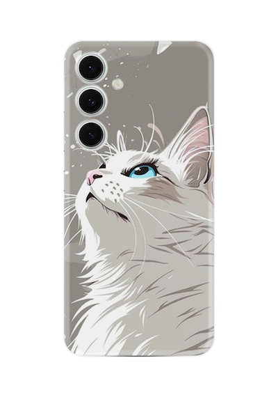 Samsung Samsung Galaxy Uyumlu A56 Kılıf Boutique Baskılı Resimli Beyaz Kedi Pcode -061