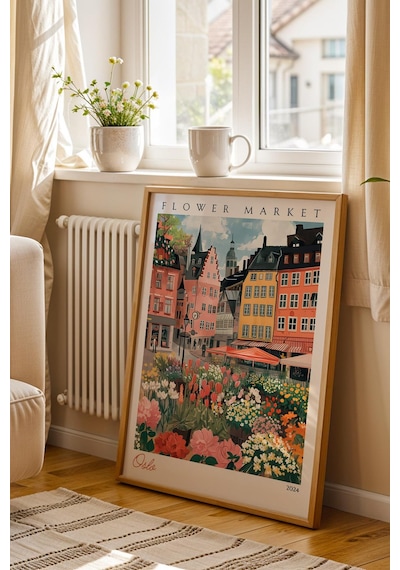 Oslo Norveç Çerçeveli Tablo Seyahat Severlere Salon Ve Ofis İçin Estetik Duvar Dekoru Travel Flower Market