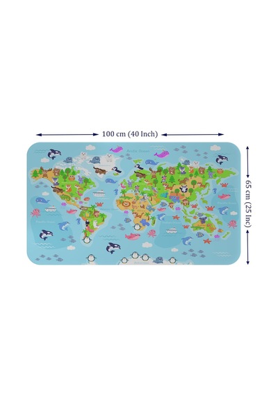 Eğitici Dünya Haritası Dünya Atlası Çocuk Ve Bebek Odası Duvar Sticker-60x105-3782 - Renkli Çok Renkli