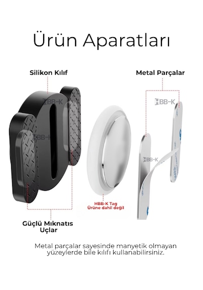 Apple Uyumlu AirTag Manyetik Kılıf 2'li Paket