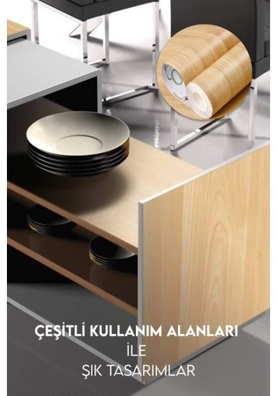 Ahşap Görünümlü Kendinden Yapışkanlı Kaplama Folyosu 5 Metre Çok Renkli