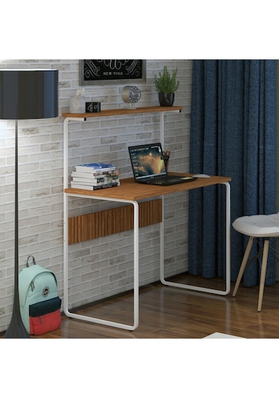Dehalimited G Masa 100X50 Metal Iskeletli Parlak Bambu Yüzey Ders Çalışma Ve Bambu - Beyaz