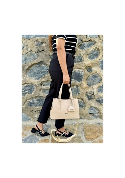 Just Polo Kadın Yeni Sezon Yumuşak Deri Ayarlanabilir Askılı Şık El Ve Omuz Çantası Shoulder Bag Krem 06916243