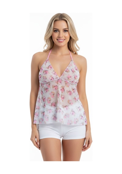 Bonbon Kadın Transparan Tül Babydoll Bb2084 Açık Yeşil