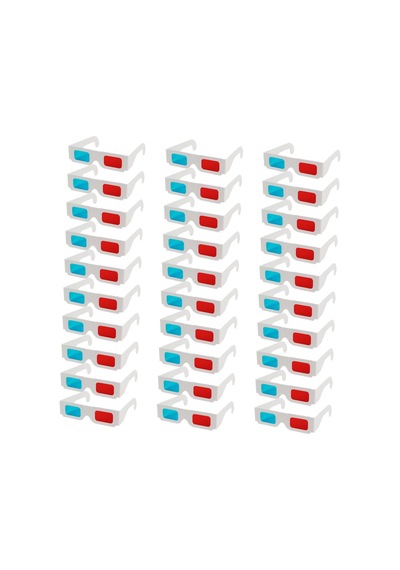 Tofficu 3d Karton Gözlük, 30'lu Paket, 3d Sinema Ve Video Oyunları İçin Tek Kullanımlık Kırmızı Ve Mavi Kağıt Bardaklar