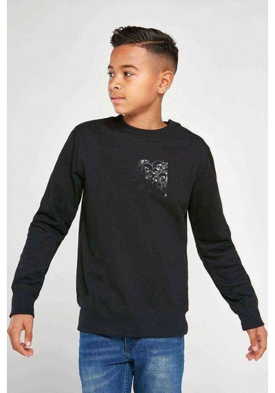 Tshirthane Computer Skull Baskılı Unisex Çocuk Siyah Sweatshirt (534626213) Siyah