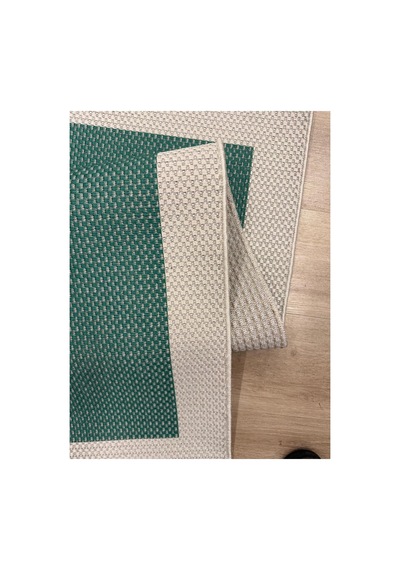 Lüks Sisal Makine Dokuması 8mm Dokuma Tabanlı Mutfak Balkon Halısı Yeşil-krem Yeşil-krem