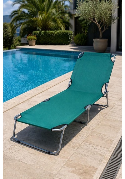 Bysay Katlanır Şezlong, Metal İskelet, Kumaş, 55x188x27 Cm, Plaj Deniz Kamp Bahçe İçin, Yeşil Çok Renkli