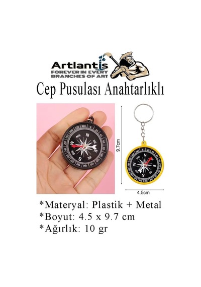Pusula Anahtarlık Renkli 3 Adet Küçük Pusula Okul Deney Gezi Cep Pusulası Manyetik Pusula Plast